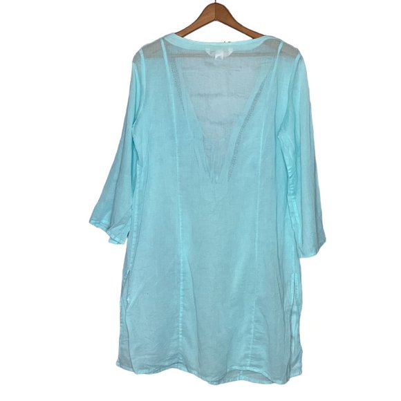Vintage Y2K Victoria's Secret M L Blue Embellished V-Neck Swim Cover Up Dress - Picture 2 of 5